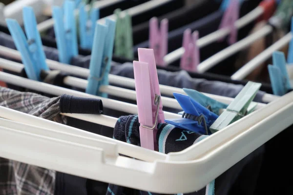 Washed Clothes Drying Rack — Stock Photo, Image