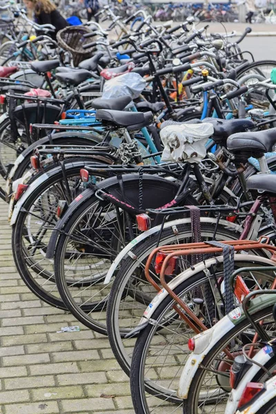 Holland Amsterdã Outubro 2011 Estacionamento Bicicletas Perto Estação Central Editorial — Fotografia de Stock