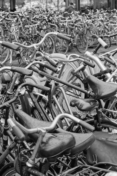 Holanda Ámsterdam Octubre 2011 Estacionamiento Bicicletas Cerca Estación Central Editorial — Foto de Stock