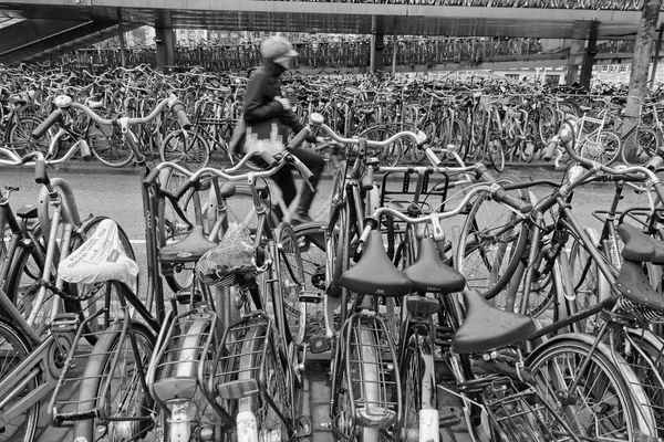 Голландія Амстердам Жовтня 2011 Велосипедів Стоянка Біля Центрального Залізничного Вокзалу — стокове фото