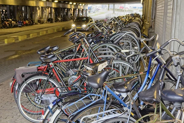 Holland Amsterdam Oktober 2011 Cykelparkering Nær Hovedbanegården Editorial - Stock-foto