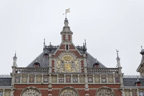 Olanda Amsterdam Veduta Della Facciata Della Stazione Centrale — Foto Stock