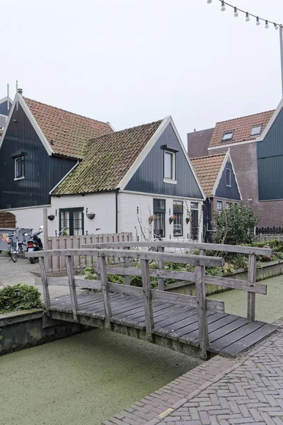 Hollande Vollendam Amsterdam Anciennes Maisons Privées Hollandaises Classiques Sur Canal — Photo
