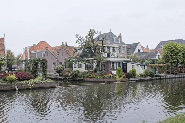 Hollande Vollendam Amsterdam Anciennes Maisons Privées Hollandaises Classiques Sur Canal — Photo