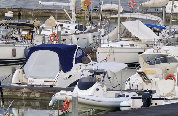 Italien Sizilien Mittelmeer Marina Ragusa Provinz Ragusa September 2019 Motorboote — Stockfoto