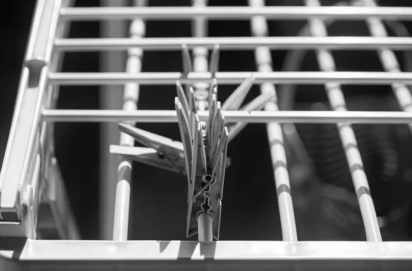Clothespins Empty Drying Rack — Stock Photo, Image