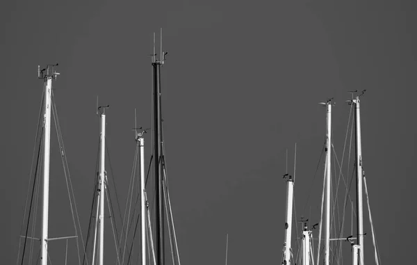 Italien Sizilien Mittelmeer Marina Ragusa Segelbootmasten Der Marina — Stockfoto