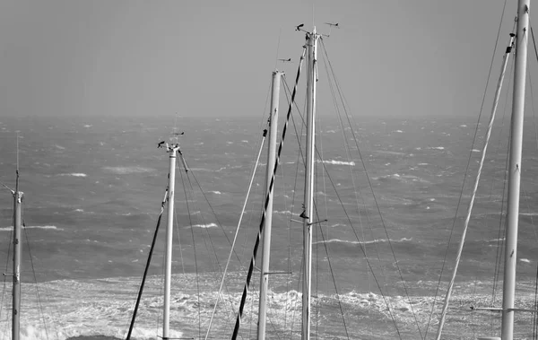 Italia Sicilia Mar Mediterráneo Marina Ragusa Mástiles Velero Puerto Deportivo —  Fotos de Stock