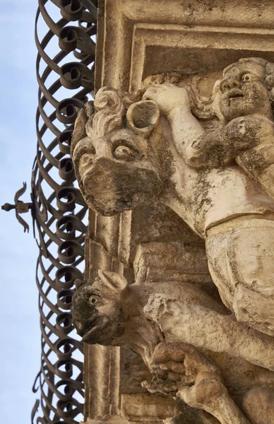 Italia Sicilia Scicli Provincia Ragusa Fachada Barroca Del Palacio Fava —  Fotos de Stock