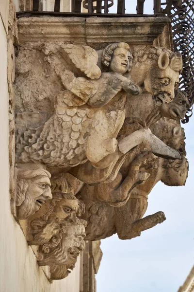 Italien Sizilien Scicli Provinz Ragusa Fassade Des Barocken Fava Palastes — Stockfoto