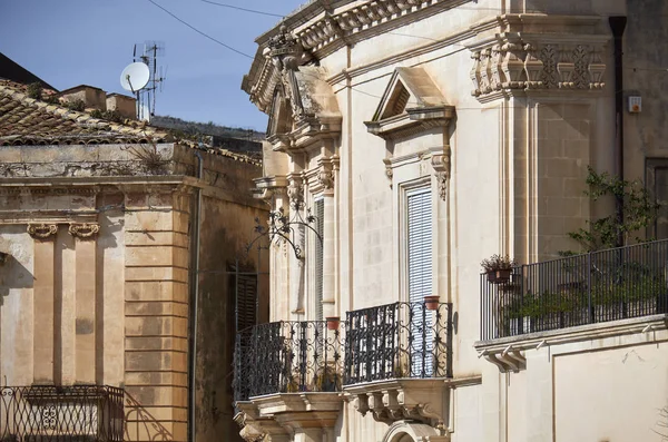Talya Sicilya Scicli Ragusa Ili Barok Binaların Cepheleri — Stok fotoğraf