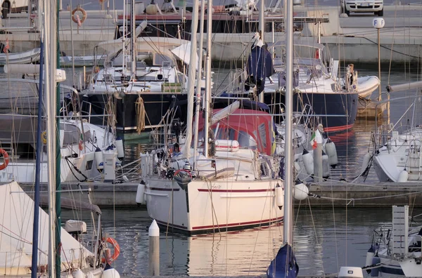 Italien Sicilien Medelhavet Marina Ragusa Provinsen Ragusa September 2019 Segelbåtar — Stockfoto