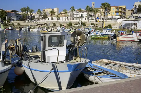 Italia Sicilia Scoglitti Provincia Ragusa Settembre 2019 Pescherecci Siciliani Legno — Foto Stock