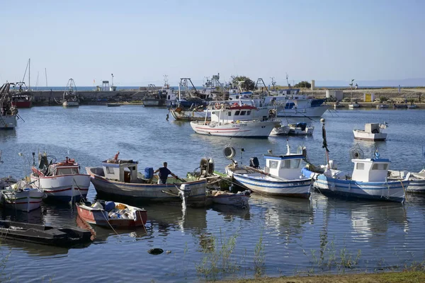 Itálie Sicílie Scoglitti Provincie Ragusa Září 2019 Rybářské Sicilské Dřevěné — Stock fotografie