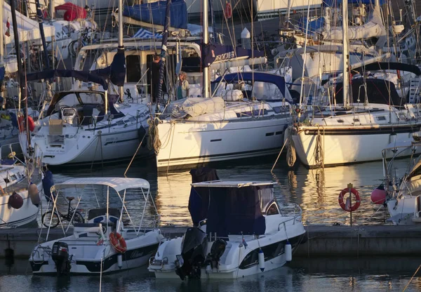 Italien Sizilien Mittelmeer Marina Ragusa Provinz Ragusa Oktober 2019 Motorboote — Stockfoto