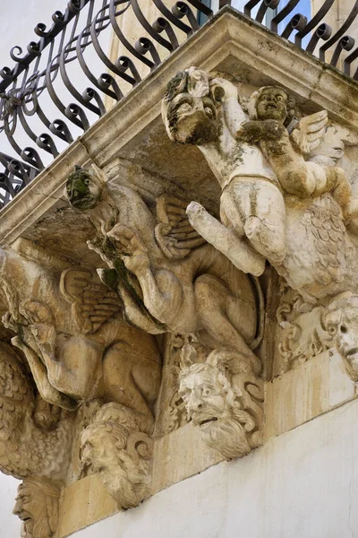 Italia Sicilia Scicli Ragusa Facciata Del Palazzo Fava Barocco Unesco — Foto Stock