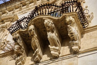 İtalya, Sicilya, Scicli (Ragusa ili), Barok Beneventano Sarayı (18. yüzyıl A.C..)