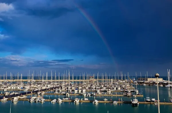 Italy Sicily Mediterranean Sea Marina Ragusa Motor Boats Luxury Yachts — Stock Photo, Image