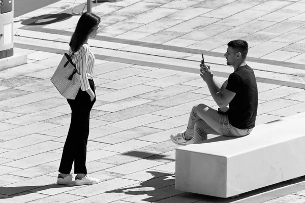 Italy Sicily Marina Ragusa Ragusa Province May 2020 Man Taking — Stock Photo, Image