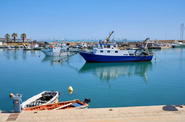 Italië Middellandse Zee Sicilië Scoglitti Provincie Ragusa Houten Vissersboten Haven — Stockfoto