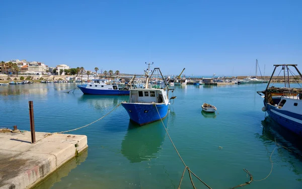 Italia Mar Mediterraneo Sicilia Scoglitti Provincia Ragusa Pescherecci Legno Nel — Foto Stock