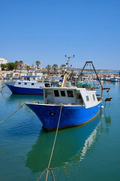 Italia Mar Mediterraneo Sicilia Scoglitti Provincia Ragusa Pescherecci Legno Nel — Foto Stock