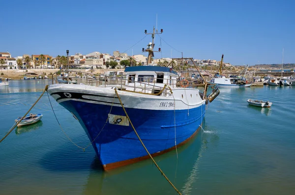 Italië Middellandse Zee Sicilië Scoglitti Provincie Ragusa Houten Vissersboten Haven — Stockfoto