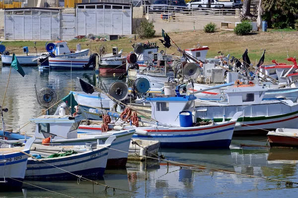Itália Sicília Scoglitti Província Ragusa Junho 2020 Barcos Pesca Madeira — Fotografia de Stock