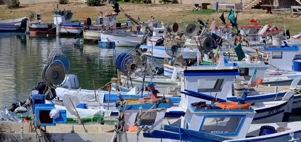 Italia Sicilia Scoglitti Provincia Ragusa Giugno 2020 Pescherecci Siciliani Legno — Foto Stock