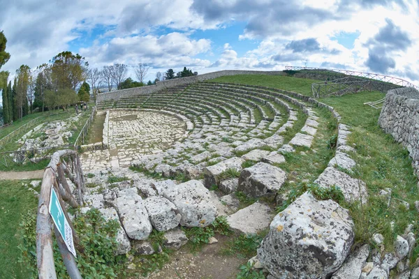 Itália Sicília Palazzolo Acreide Província Siracusa Ruínas Anfiteatro Grego — Fotografia de Stock