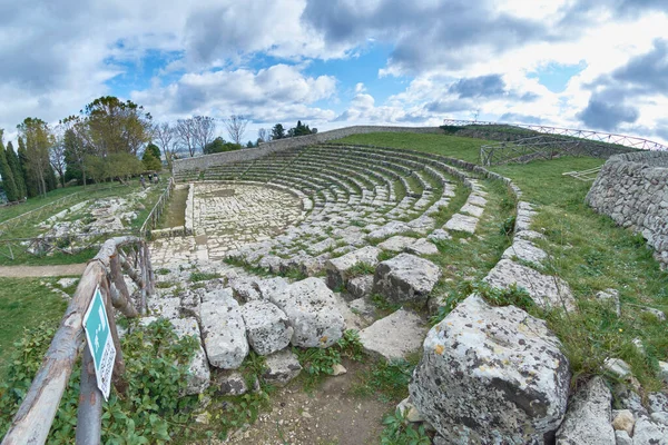 Itália Sicília Palazzolo Acreide Província Siracusa Ruínas Anfiteatro Grego — Fotografia de Stock