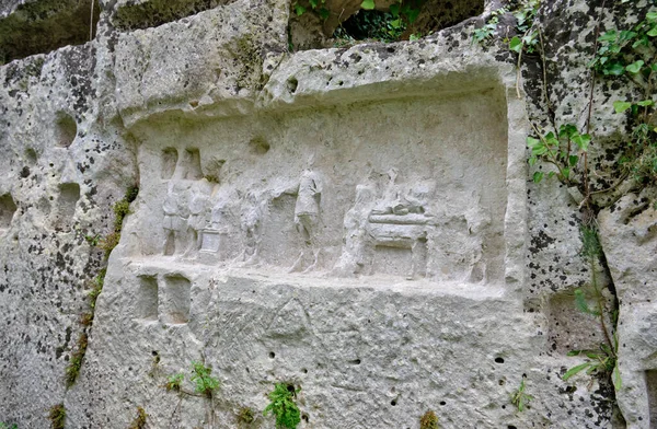 Italie Sicile Palazzolo Acreide Province Syracuse Ruines Amphithéâtre Grec Sculpture — Photo