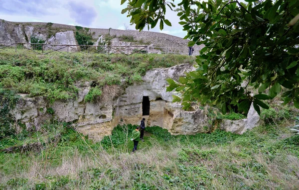 Talya Sicilya Palazzolo Acreide Syracuse Eyaleti Yunan Amfitiyatro Harabeleri Kaya — Stok fotoğraf