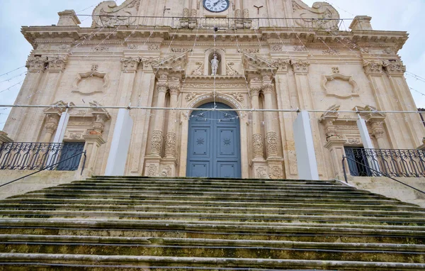 Włochy Sycylia Palazzolo Acreide Prowincja Syracuse Barokowa Fasada Katedry Sebastiana — Zdjęcie stockowe