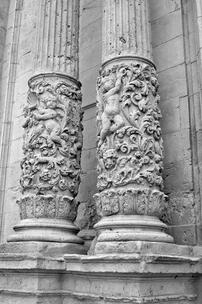 Itália Sicília Palazzolo Acreide Província Siracusa Ornamentos Religiosos Nas Colunas — Fotografia de Stock