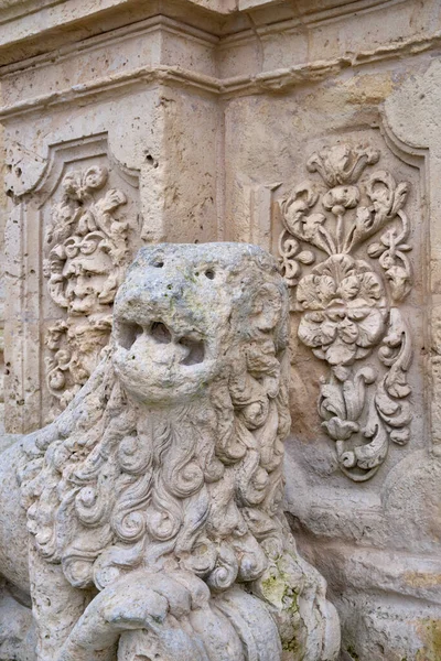 Italy Sicily Palazzolo Acreide Syracuse Province One Two Stone Lions — стоковое фото