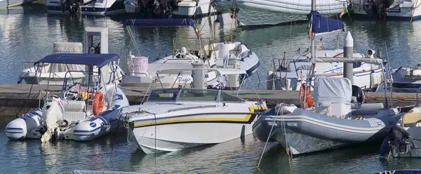 Italien Sizilien Mittelmeer Marina Ragusa Provinz Ragusa September 2020 Motorboote — Stockfoto
