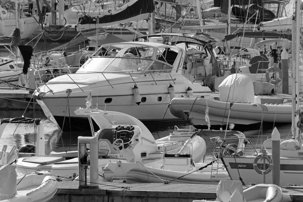 Italien Sizilien Mittelmeer Marina Ragusa Provinz Ragusa September 2020 Motorboote — Stockfoto
