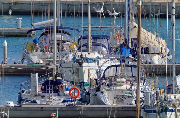 Italien Sizilien Mittelmeer Marina Ragusa Provinz Ragusa September 2020 Segelboote — Stockfoto