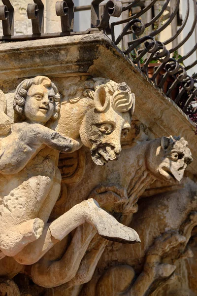 Italy Sicily Scicli Ragusa Province Unesco Baroque Fava Palace Facade — Stock Photo, Image