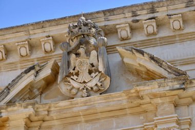 İtalya, Sicilya, Scicli (Ragusa ili), Unesco Baroque Penna Musso Iacono Sarayı cephesi (19..)