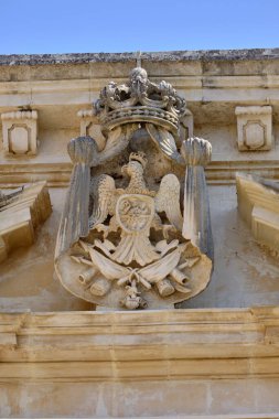 İtalya, Sicilya, Scicli (Ragusa ili), Unesco Baroque Penna Musso Iacono Sarayı cephesi (19..)