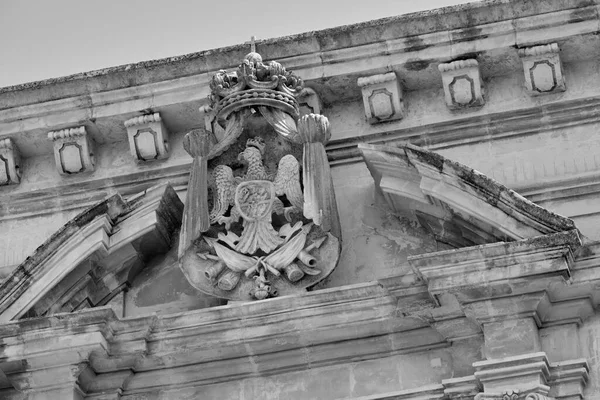 Italia Sicilia Scicli Provincia Ragusa Decoración Fachada Barroca Del Palacio —  Fotos de Stock