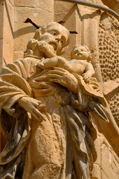 Italien Sizilien Scicli Provinz Ragusa Religiöse Statue Auf Der Fassade — Stockfoto