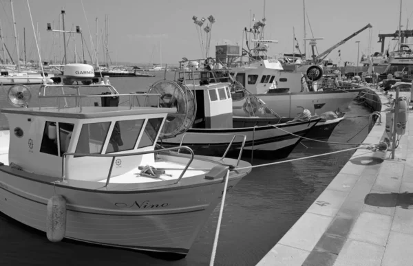 Italia Sicilia Marina Ragusa Provincia Ragusa Septiembre 2020 Barcos Pesqueros — Foto de Stock