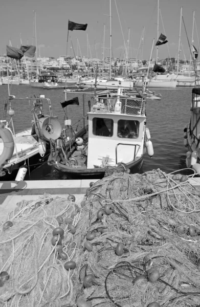 Italia Sicilia Marina Ragusa Provincia Ragusa Barcos Pesqueros Sicilianos Madera —  Fotos de Stock