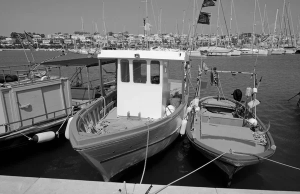 Italia Sicilia Marina Ragusa Provincia Ragusa Barcos Pesqueros Sicilianos Madera — Foto de Stock