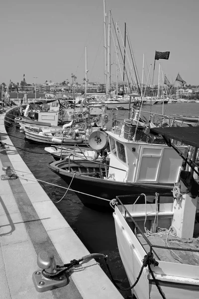 Talya Sicilya Marina Ragusa Ragusa Eyaleti Limanda Tahtadan Balıkçı Tekneleri — Stok fotoğraf