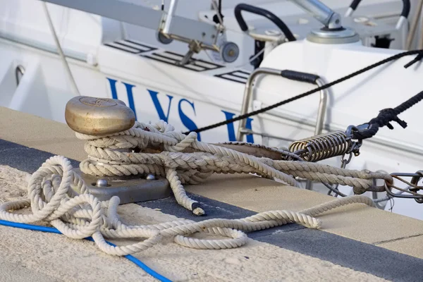 Italy Sicily Mediterranean Sea Marina Ragusa October 2020 Sailing Boat — Stock Photo, Image