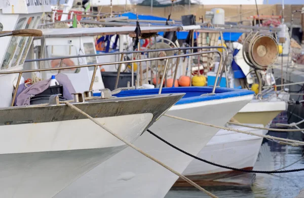 Italia Sicilia Marina Ragusa Ragusa Pescherecci Siciliani Legno Nel Porto — Foto Stock